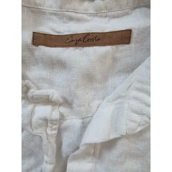Enza Costa X REVOLVE Linen Maxi Shirt Dress in White Large A001826